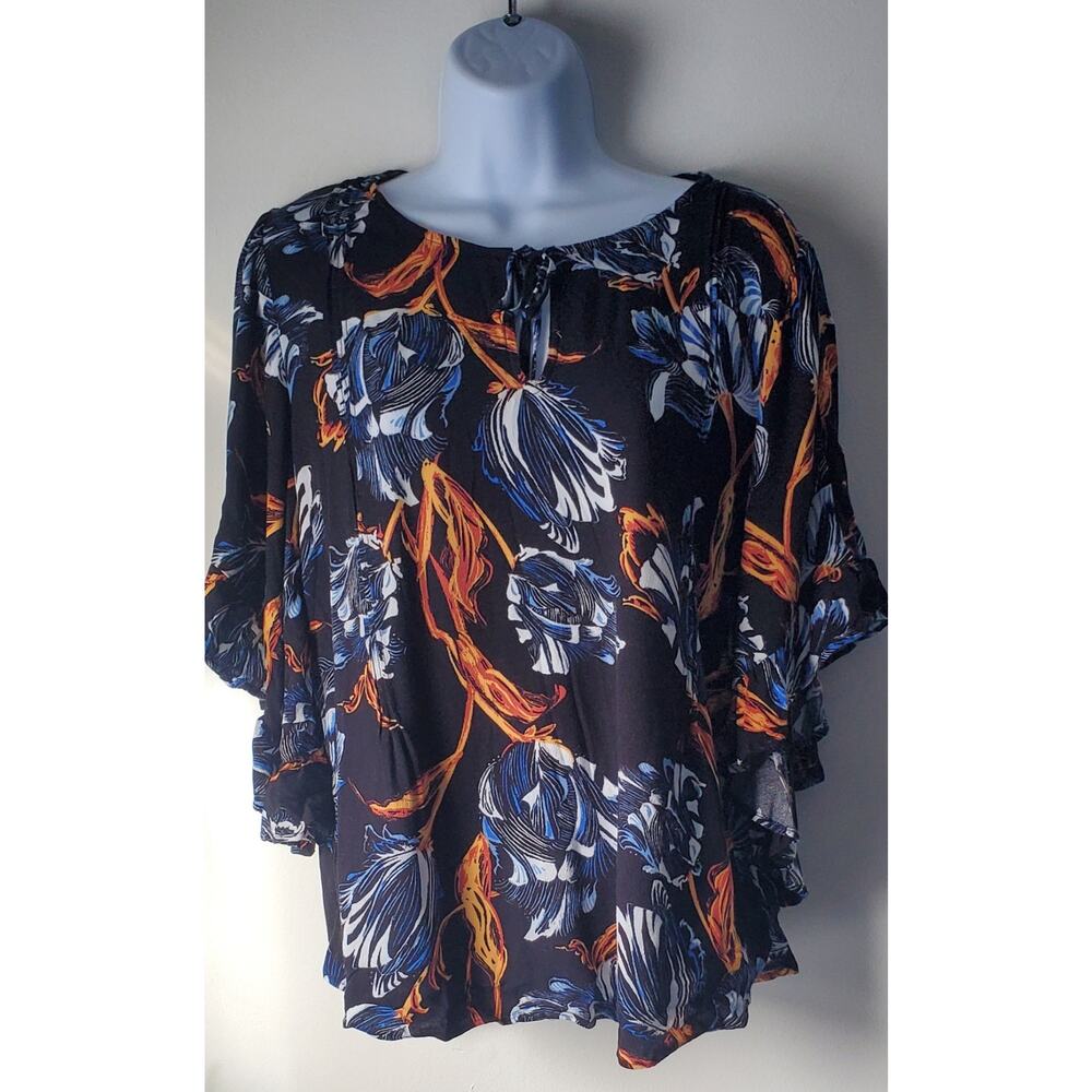 Lauren Conrad Womens Flutter Sleeve Blouse Size Medium Preppy Boho Glam Fun